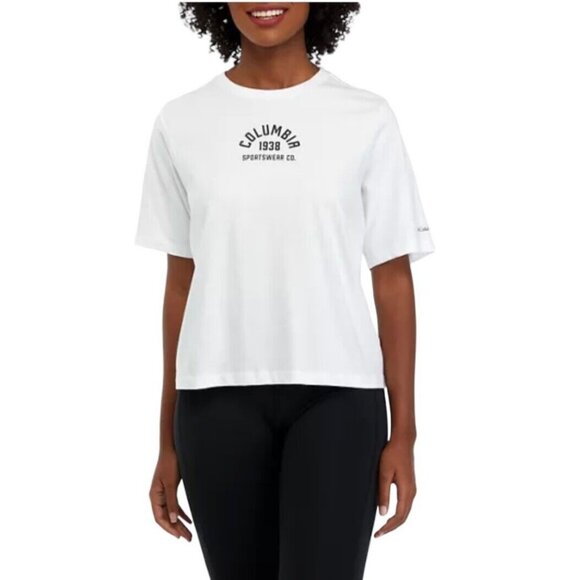 Columbia Womens Size XL North Cascades White Cotton Columbia Relaxed T-Shirt NWT - Picture 3 of 5